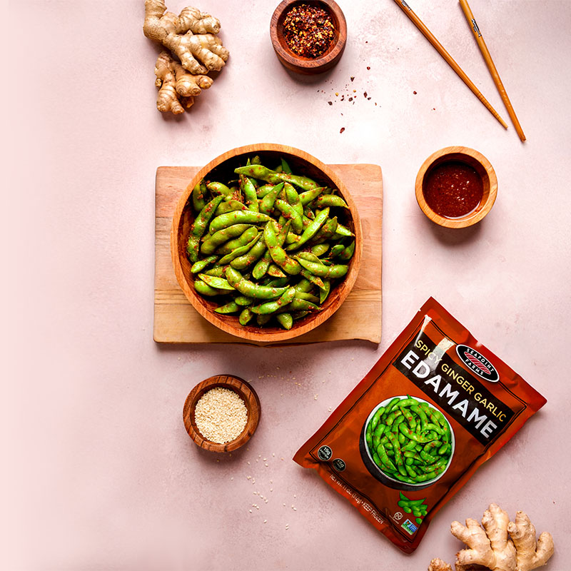 Spicy Ginger Garlic Edamame
