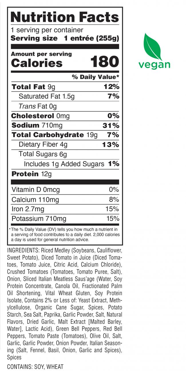 Saus'age & Peppers Nutrition Facts